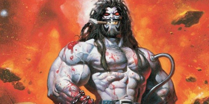 Lobo with a cigar standing proudly