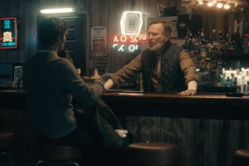 RJ Mitte as Steve and Peter Outerbridge as Paul in The Oak Room